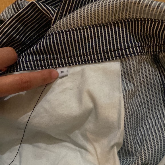 Jesse Kamm Striped Overalls in Blue and Gray - Picture 4 of 4